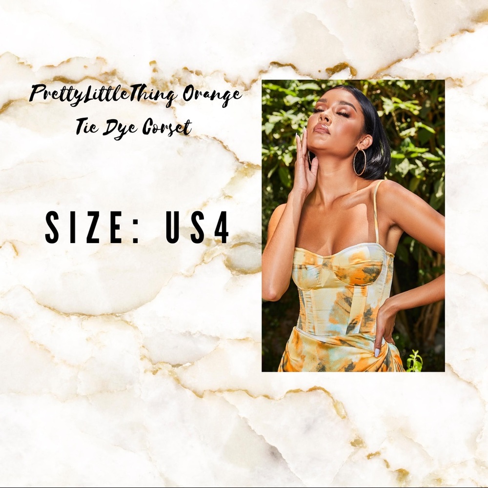 PrettyLittleThing Orange Tie Dye Corset